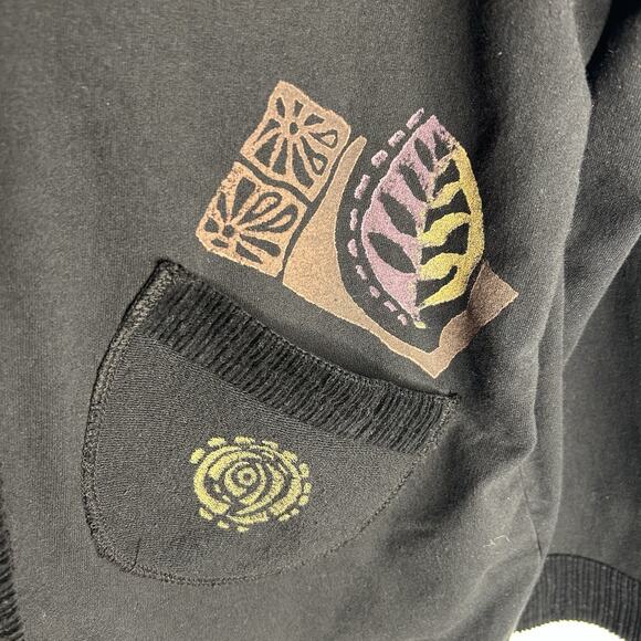 Vintage Designs Limited Hand Printed Multi Leaves Fall Cottagecore Large Black - Picture 4 of 7